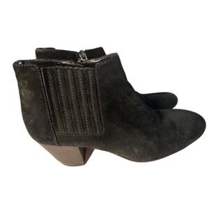 AQUATALIA BLACK SUEDE WOOD HEEL ANKLE BOOTS US 7.5
